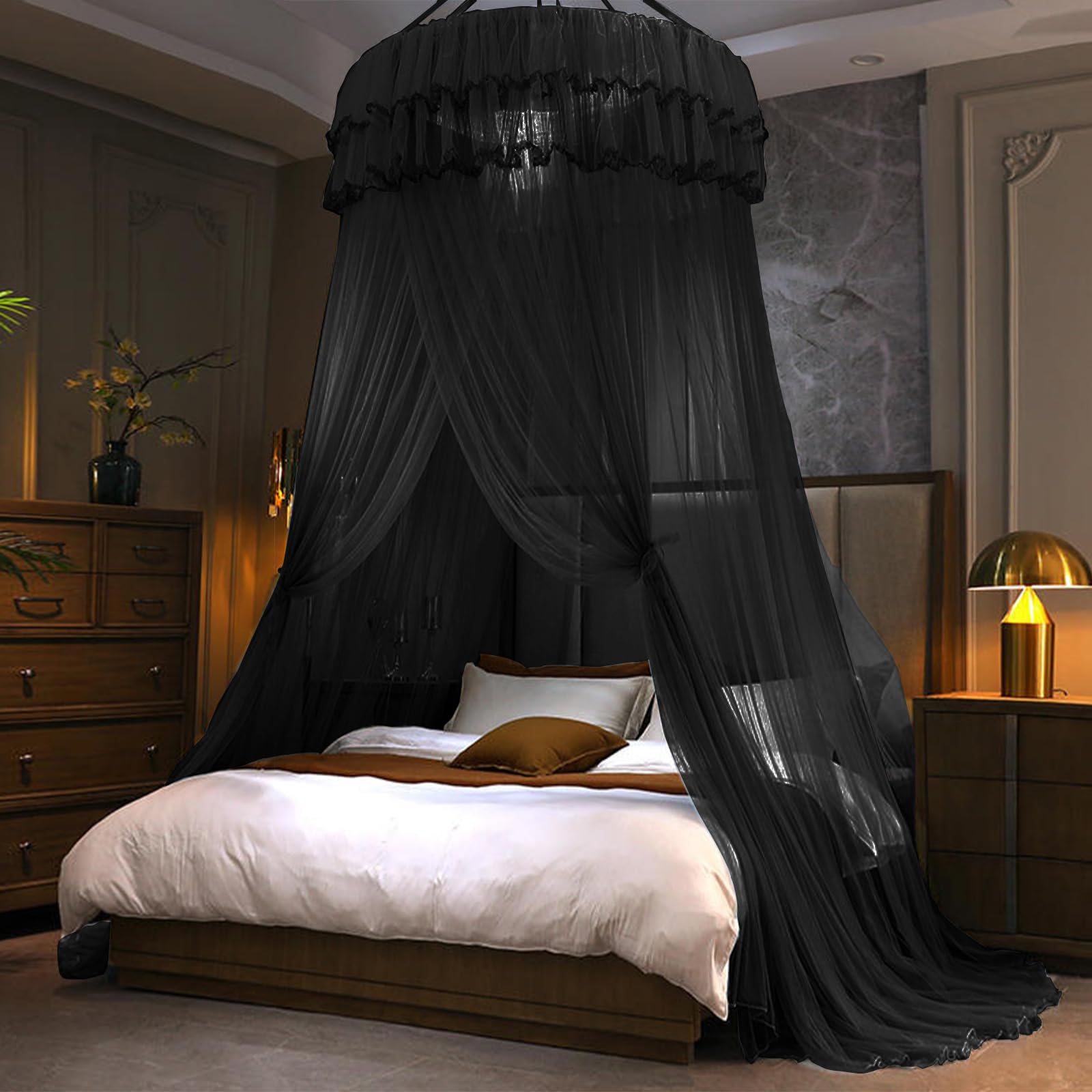Mosquito Net Bed Canopy for Girls, Princess Canopy Bed Curtain Fine Sheer Mesh Dome