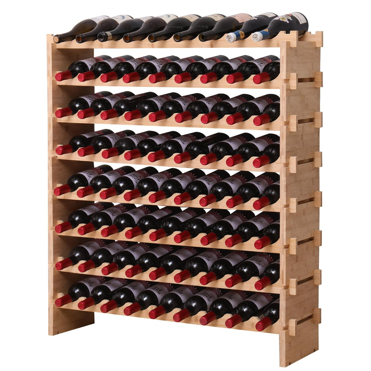 Bamboo Freestanding Wine Rack | 72 or 90 Bottle Modular Storage