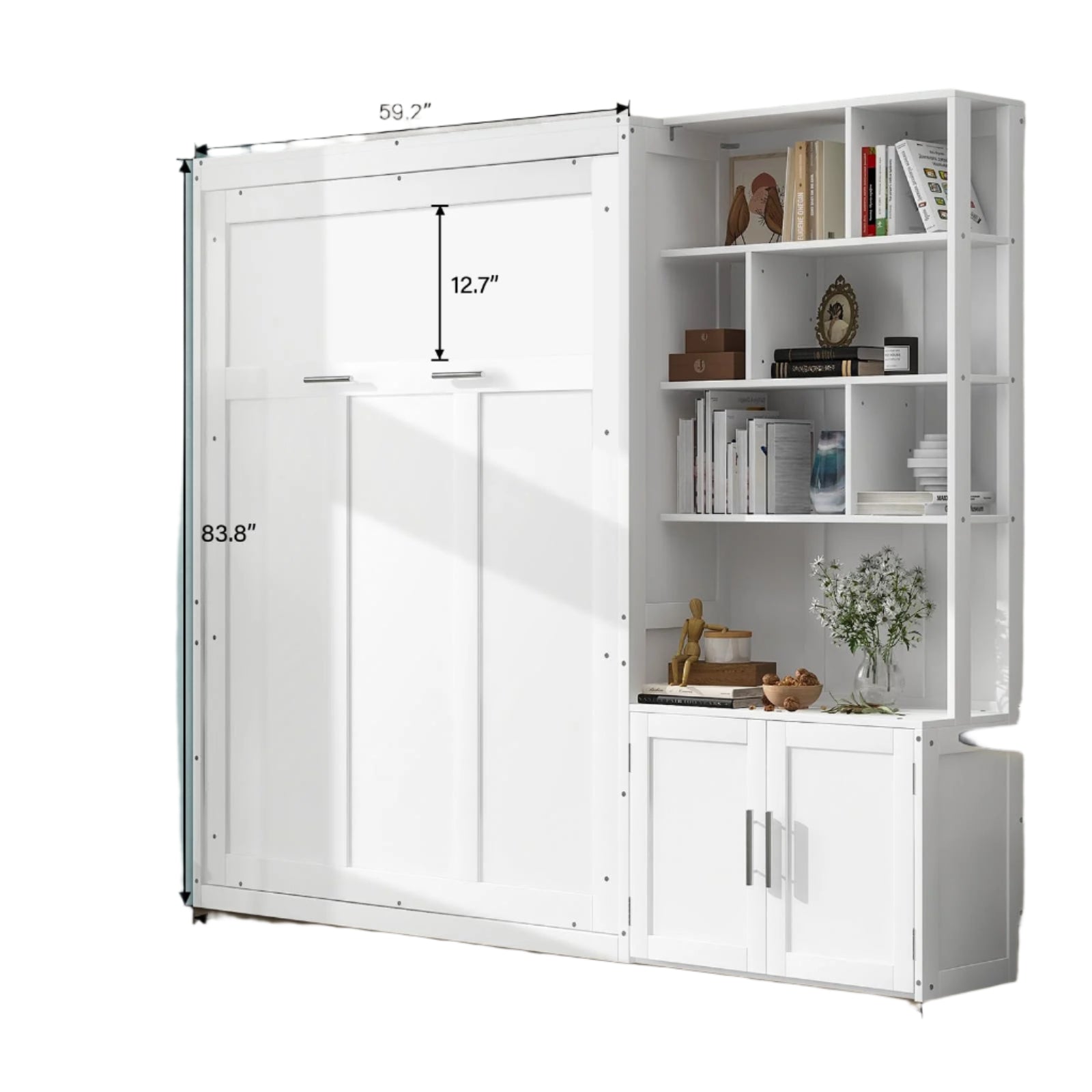 Full Size Murphy Bed, Wood Full Murphy Bed with Multiple Storage