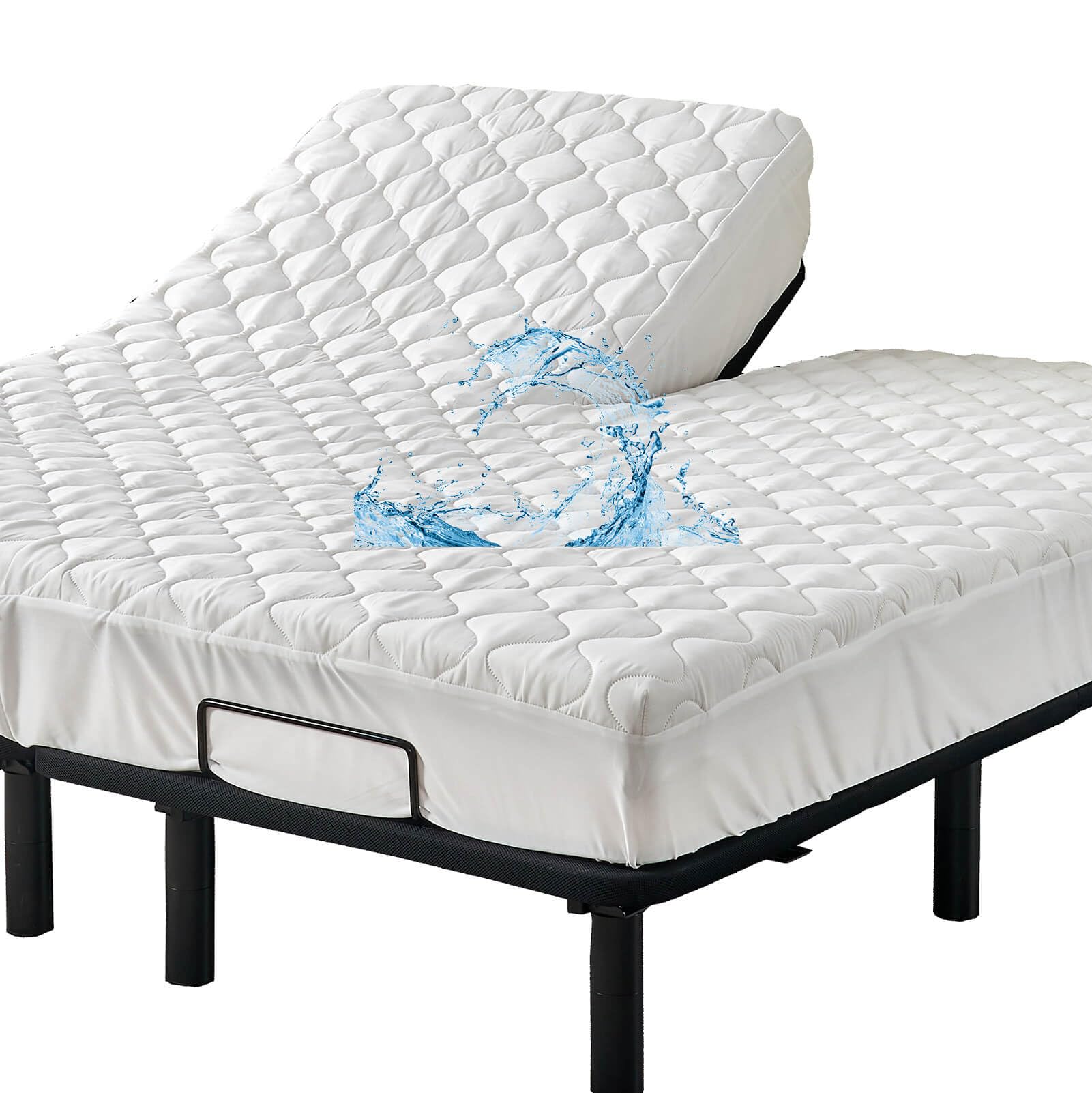 Waterproof Quilted Split Top King Mattress Protector Pad for Adjustable Bed