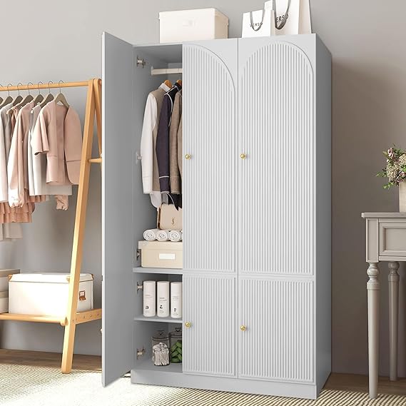 Armoire Wardrobe Closet with Doors for Hanging Clothes, Black Wardrobe Closet Cabinet