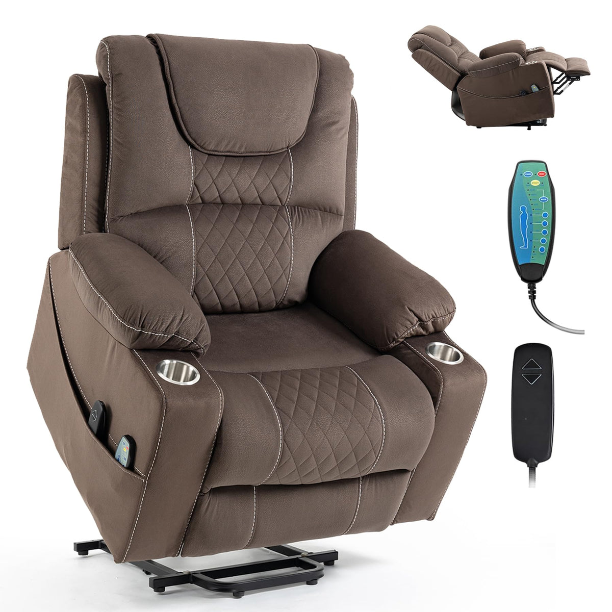 Oversized Power Lift Recliner Chair with Massage & Heat