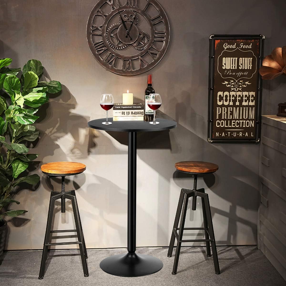 Round Bar Table 40-Inch Height with Metal Base & MDF Top