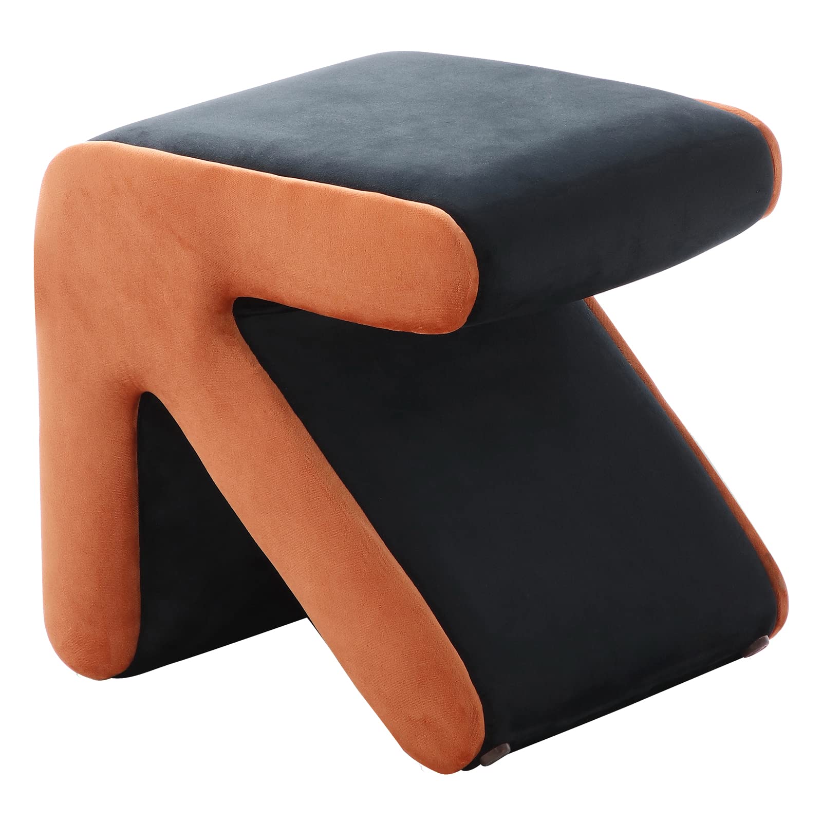 Modern Velvet Upholstered Ottoman, Exquisite Small End Table
