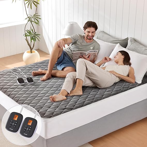 Heated Mattress Pad Queen Dual Control - 60"x80" Electric Mattress Pad