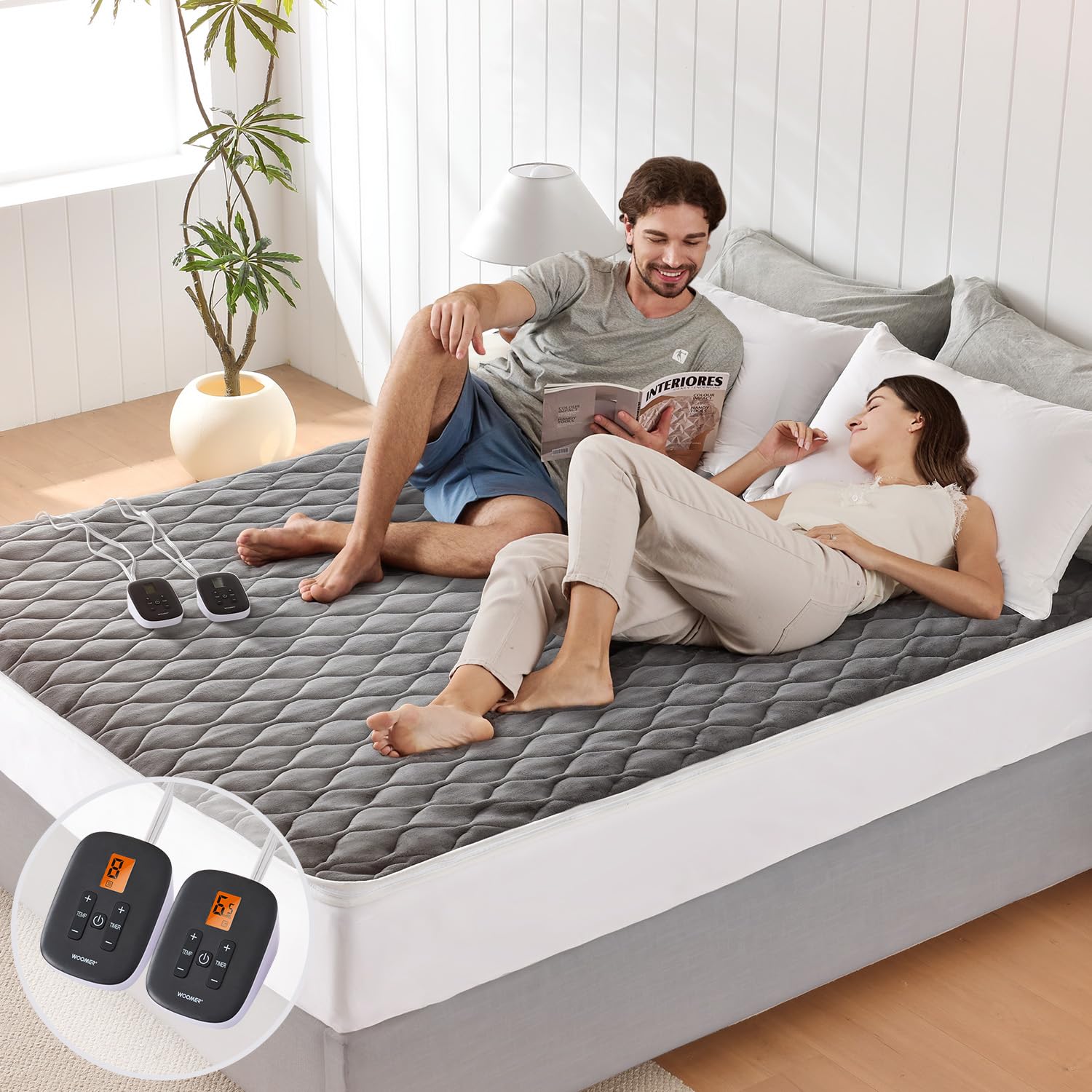 Heated Mattress Pad Queen Dual Control - 60"x80" Electric Mattress Pad