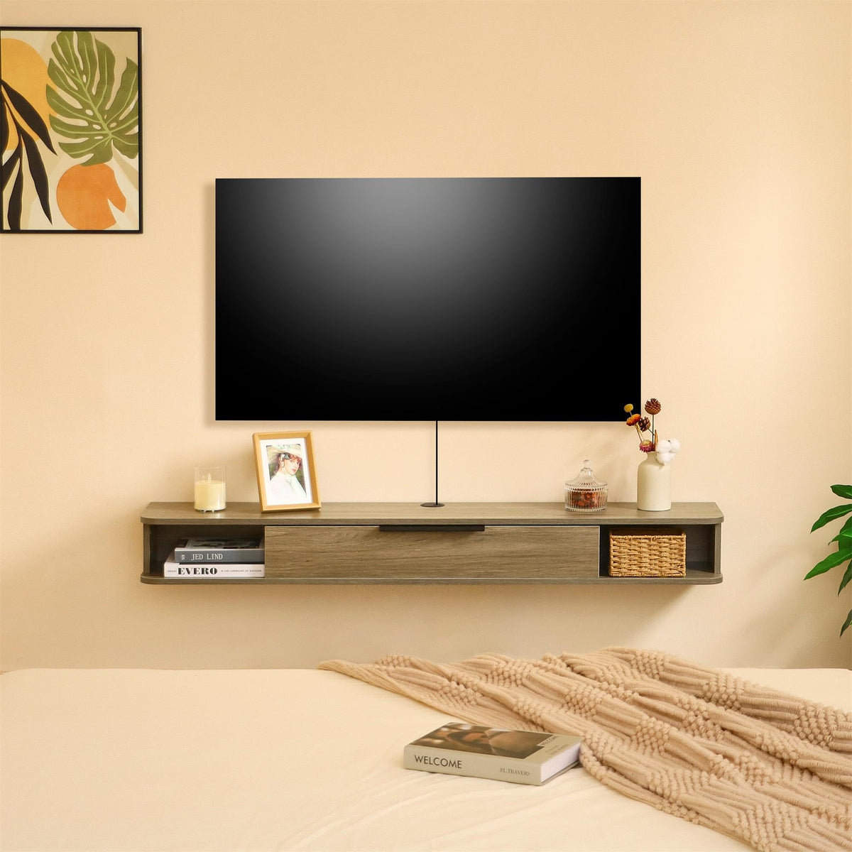 55" Floating Wall-Mounted TV Stand with Storage