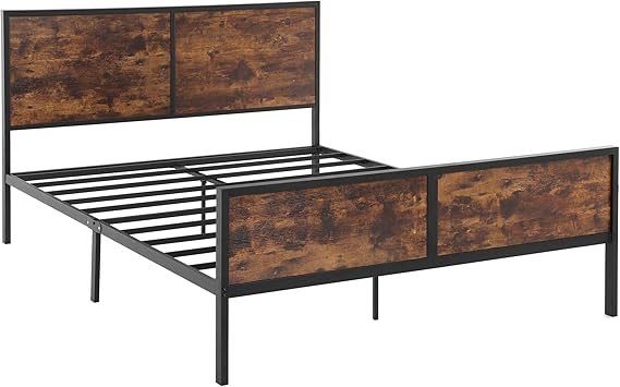 Queen Size Metal Bed Frame with Headboard, Footboard, No Box Spring Needed