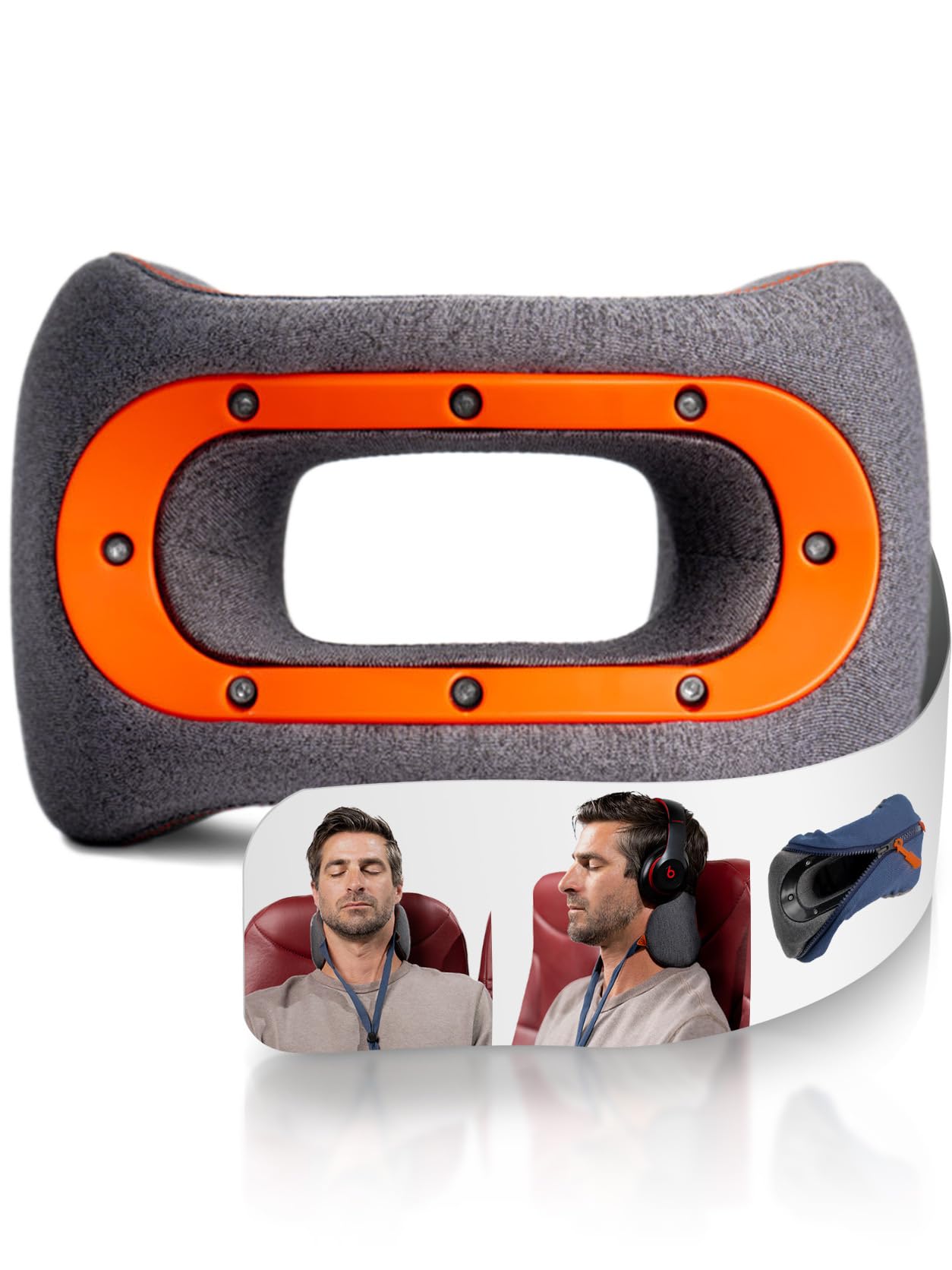 Pillow for Travel & Posture Support, Orange – Ergonomic, Seat-Compatible Airplane