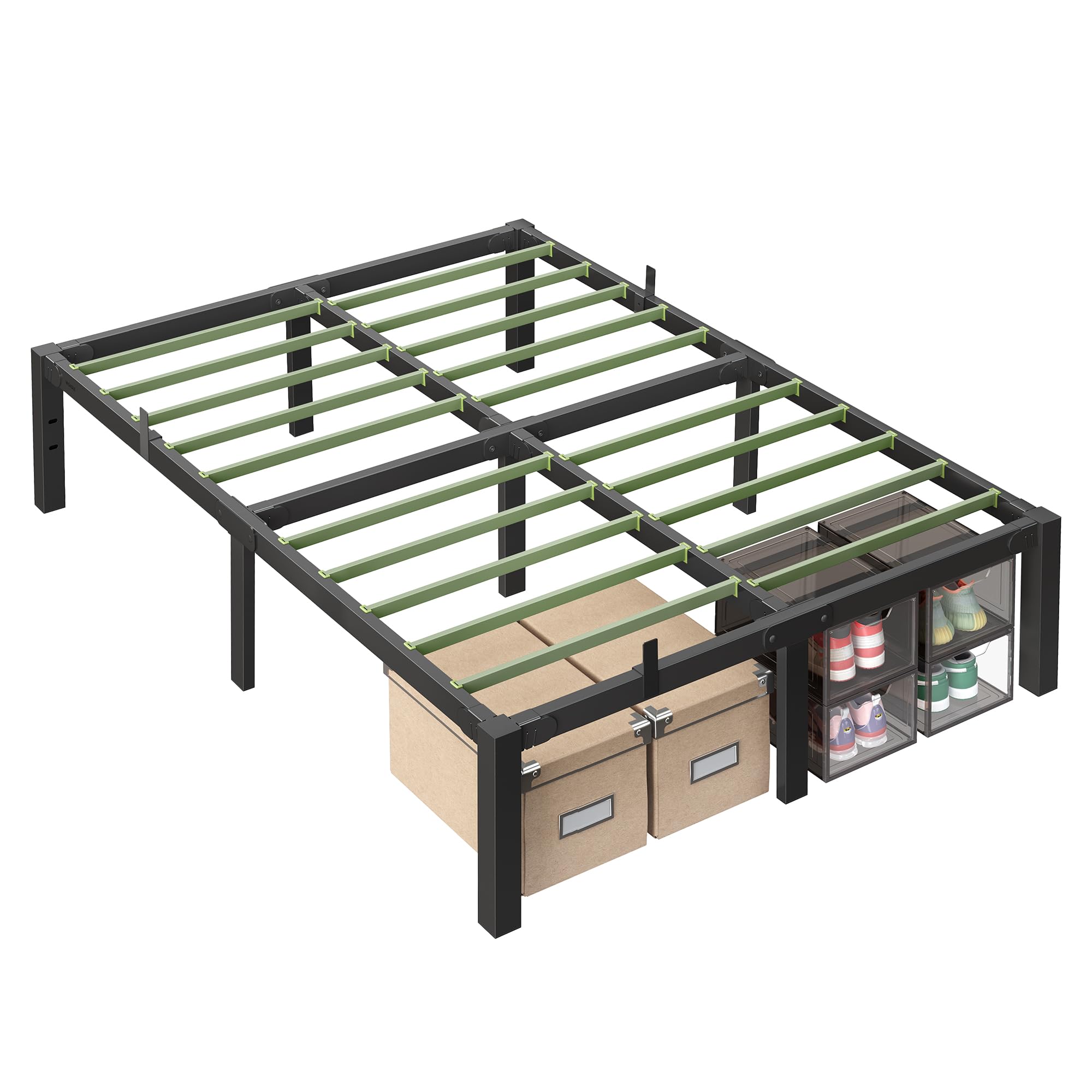 Superfast Assembly, Metal Full Bed Frame, Heavy-Duty Platform