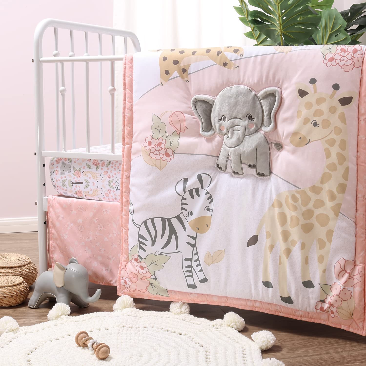 3 Piece Baby Crib Bedding Set for Girls - Newborn