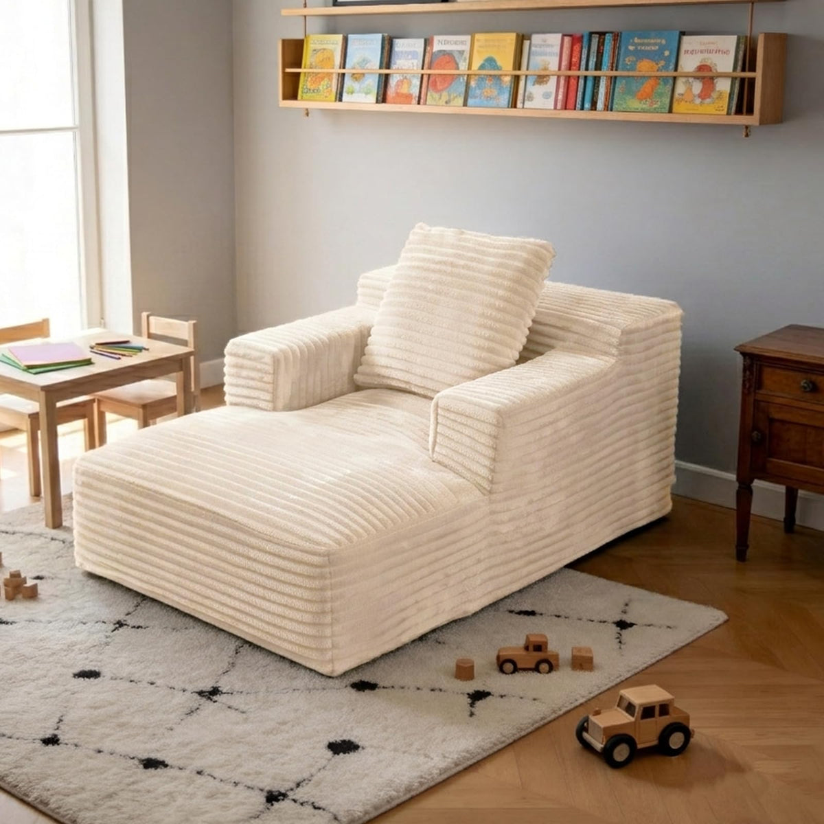 46" Kids Corduroy Chaise Lounge Chair