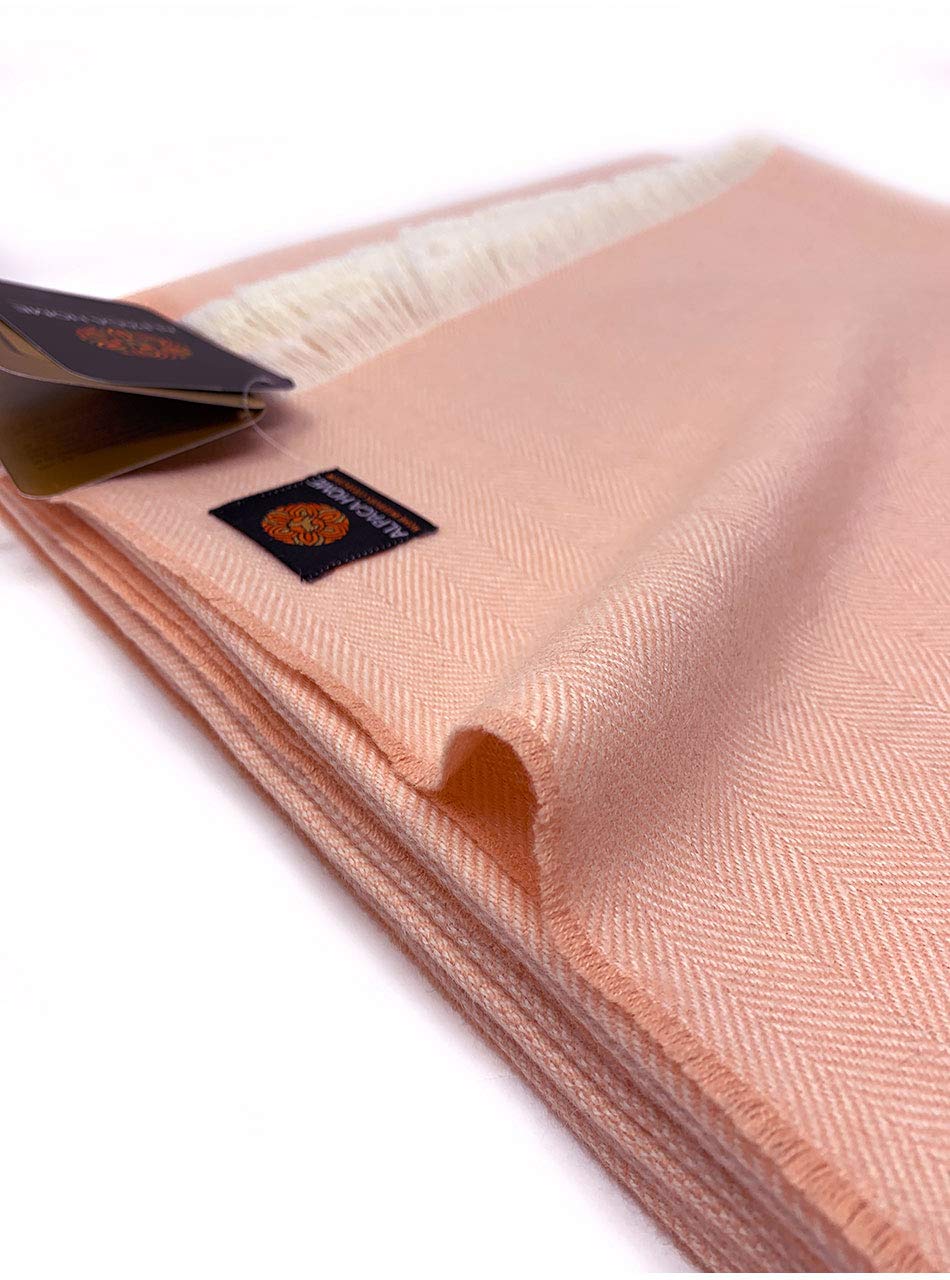 100% Pure Premium Alpaca Wool Throw Blanket | Herringbone
