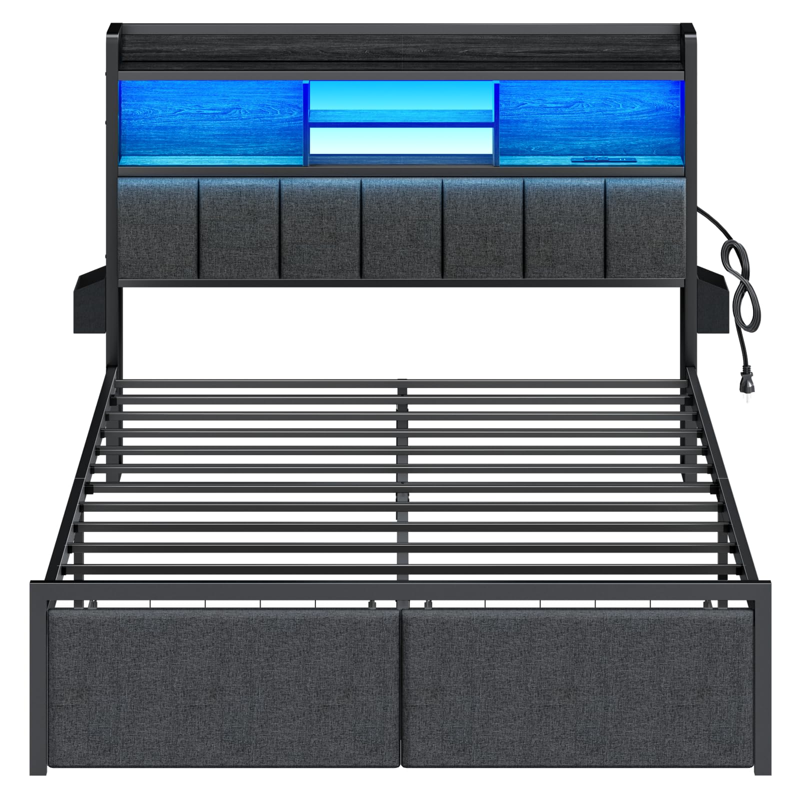 Size Bed Frame with Headboard, Bed Frame Full Size with Storage Drawers