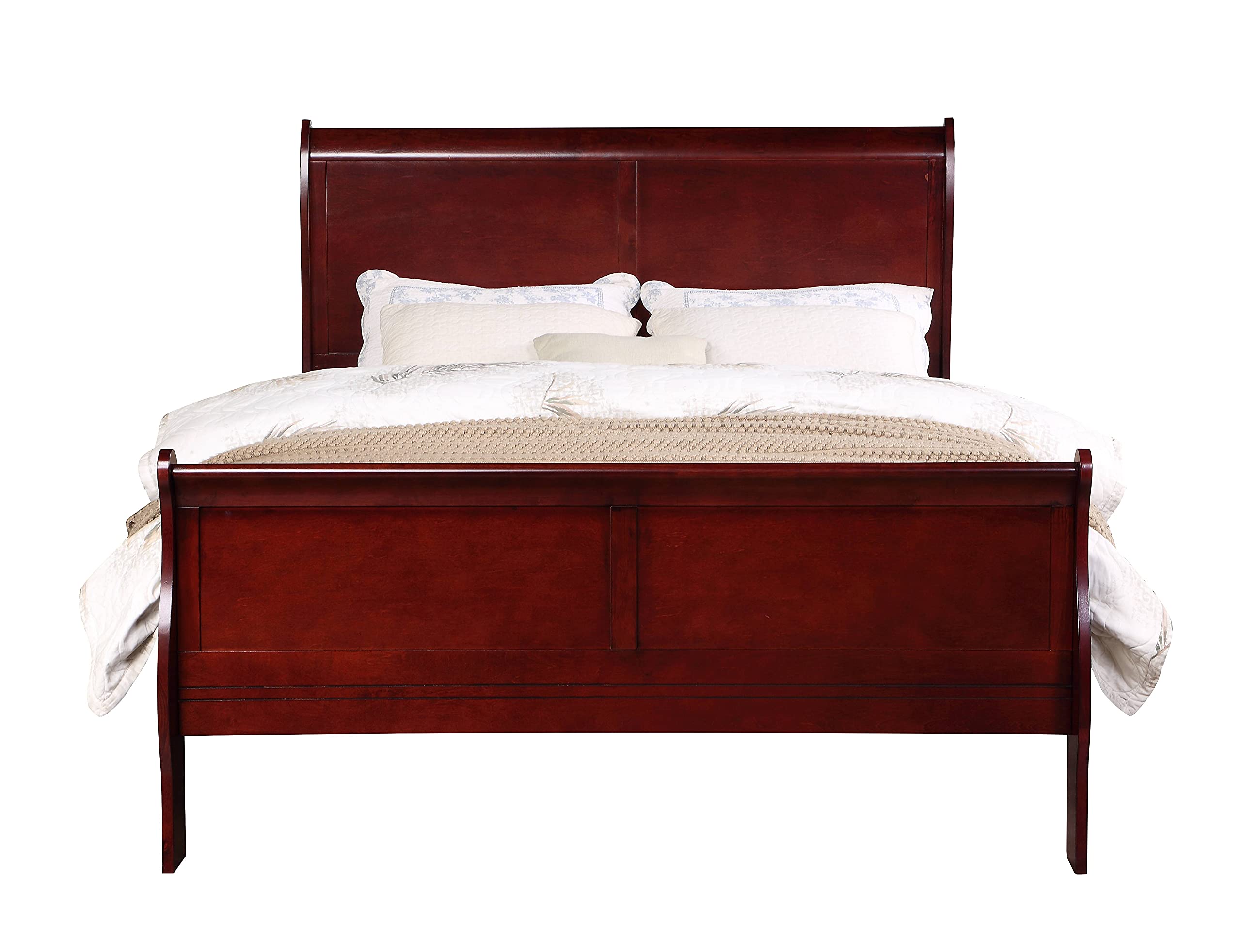 Louis Philippe Twin Sleigh Bed in Cherry Finish: Classic Elegance, Open Design