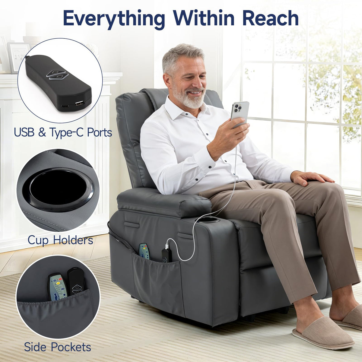 Power Lift Recliner Chair with Massage & Heat