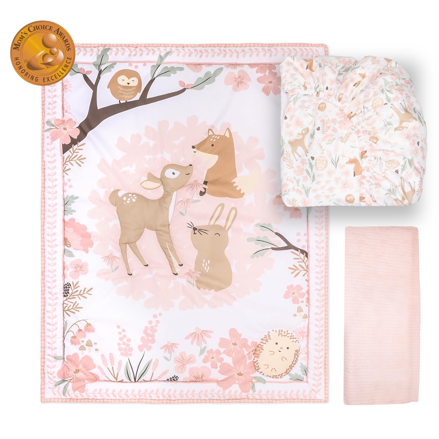 3 Piece Baby Crib Bedding Set for Girls - Newborn