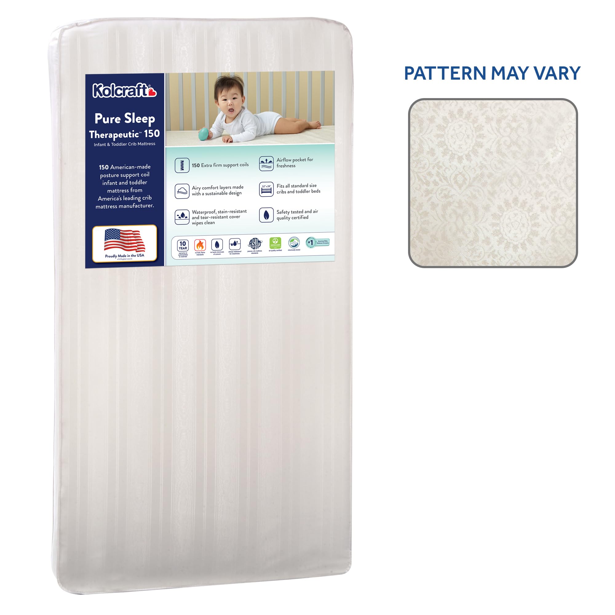 Pure Sleep Therapeutic Breathable Crib Mattress plus Toddler Bed Fit