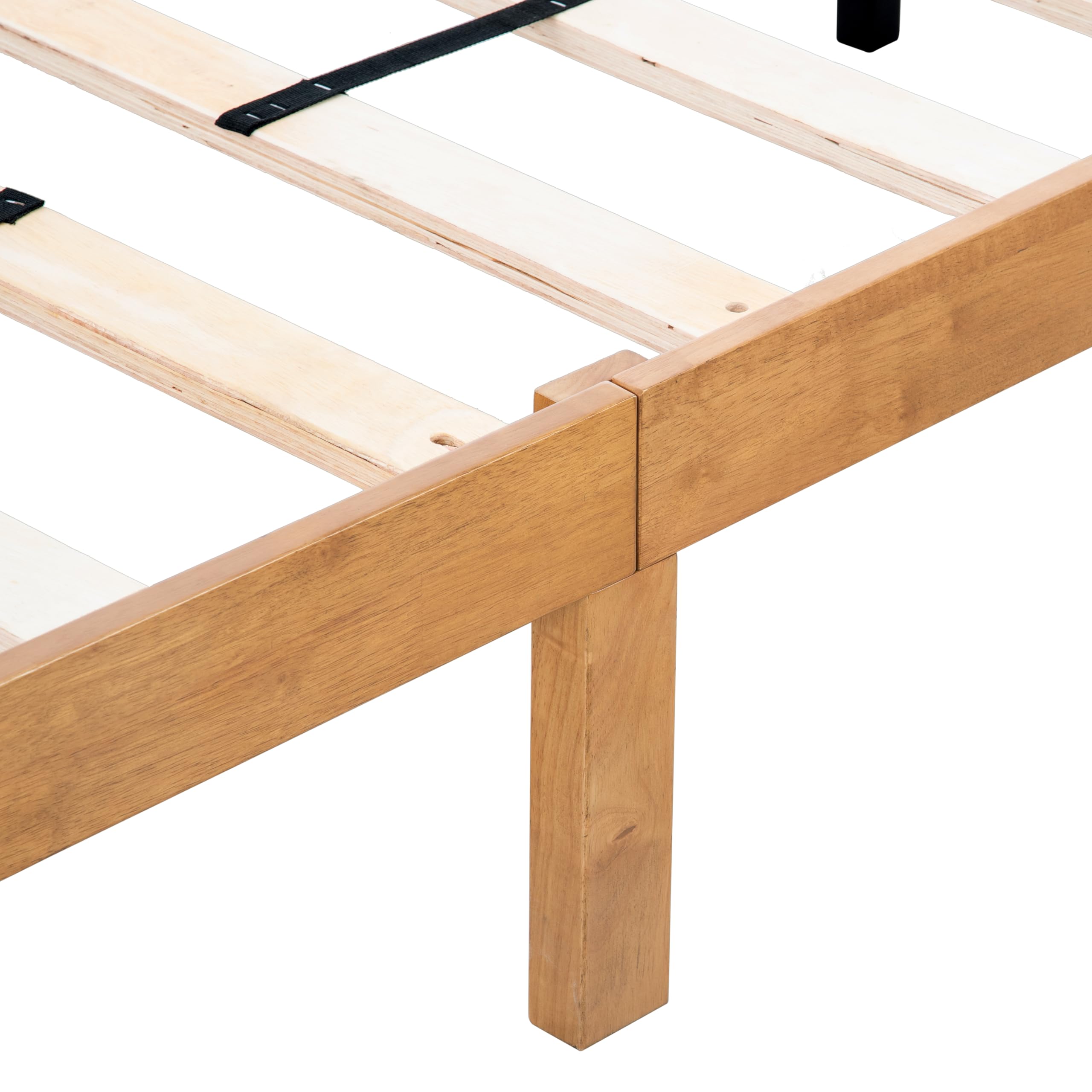 Queen Size Wood Platform Bed with Gourd Shaped Headboard,Retro