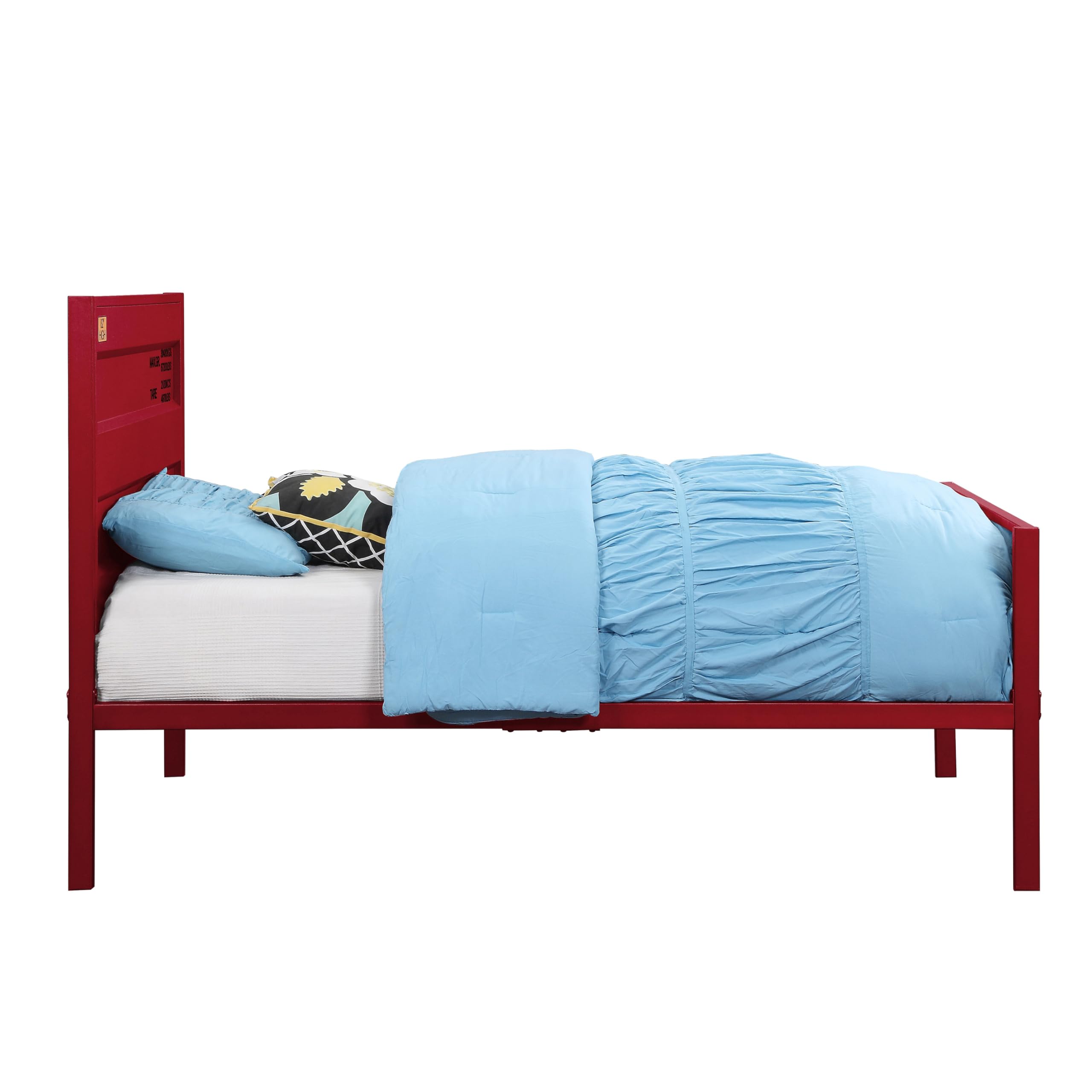 Twin Platform Bed with Metal Frame and Industrial Design