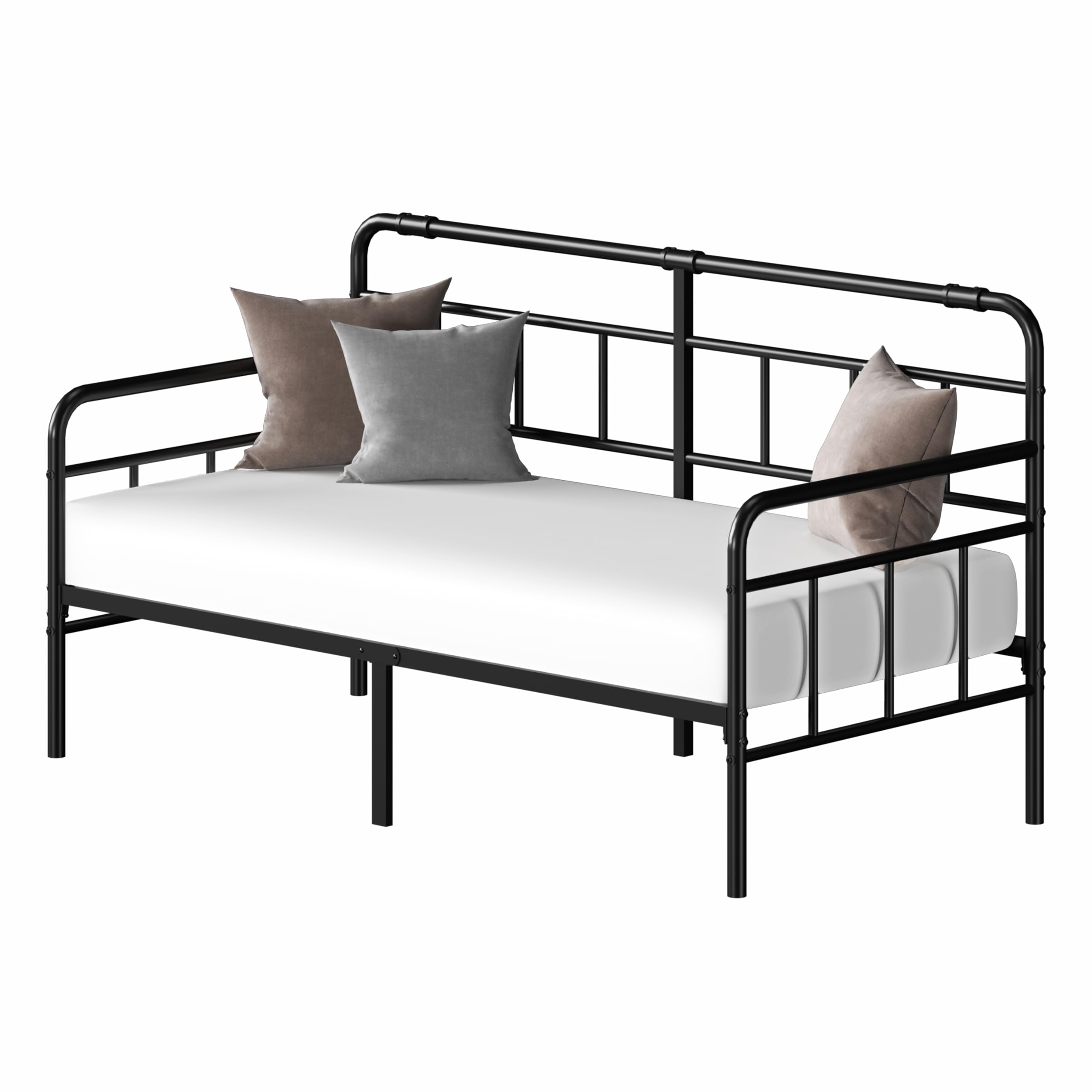 Twin-Bed-Frames - with Modern Headboard,Strong Mattress Foundation