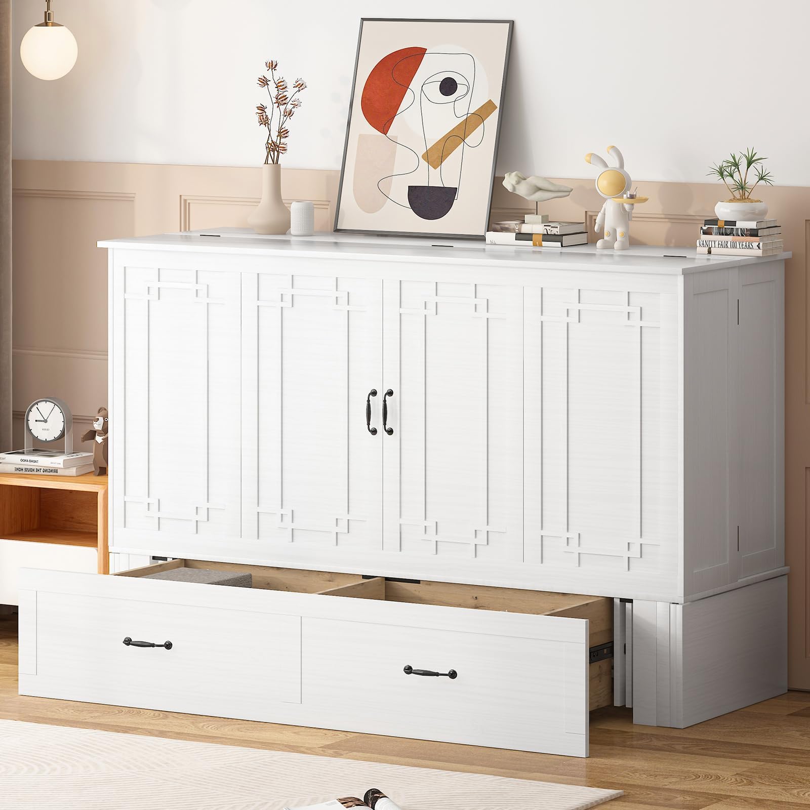 Murphy Bed Cabinet with Mattress Included, Queen Cabinet Beds