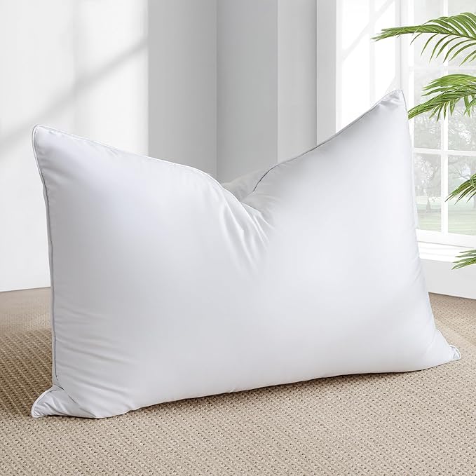 Goose Feather Down Pillows Standard Size Set of 2 - Luxury Soft Feather Down