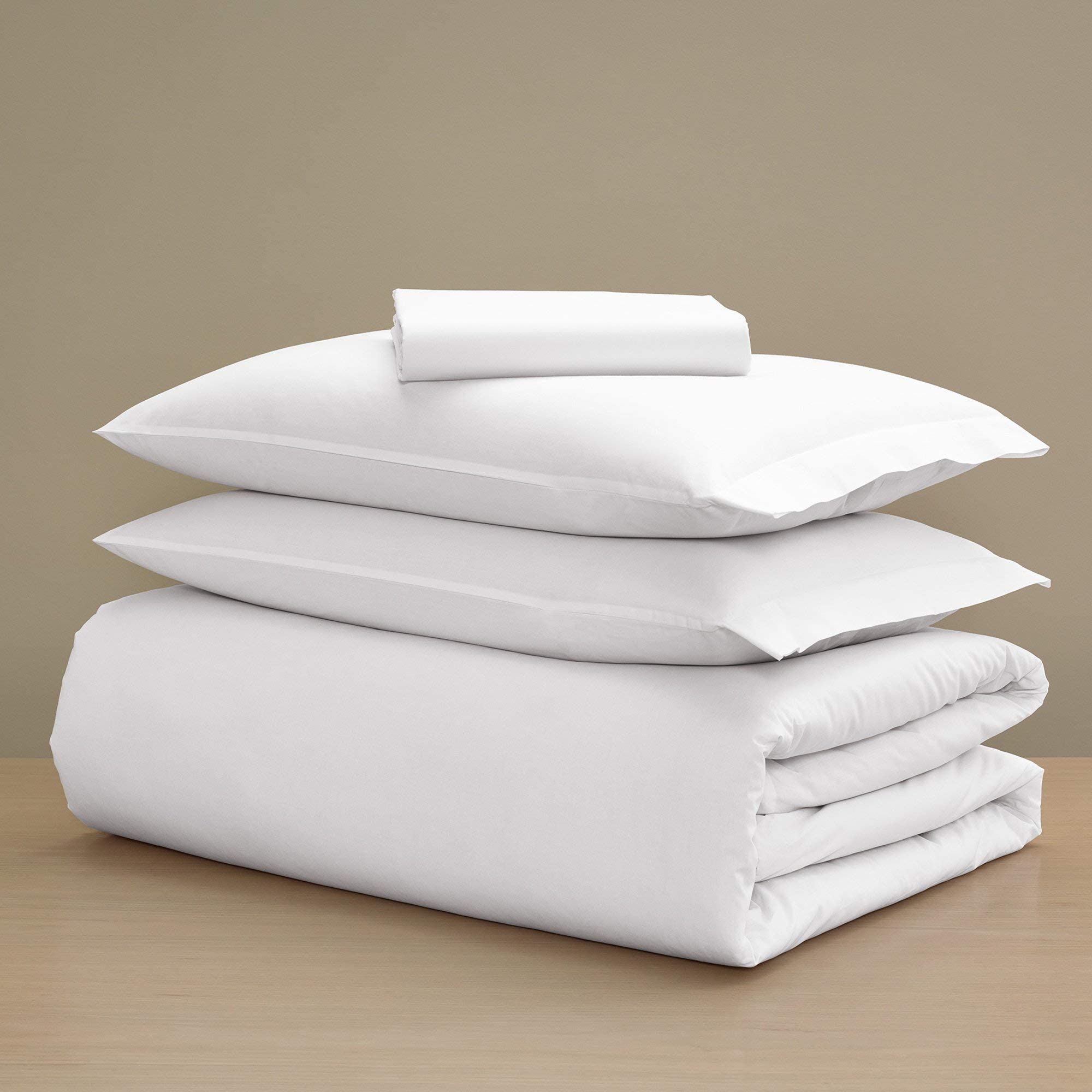 Percale Standard Bed Bundle (King) - Luxury All-White Bedding Bundle/Includes