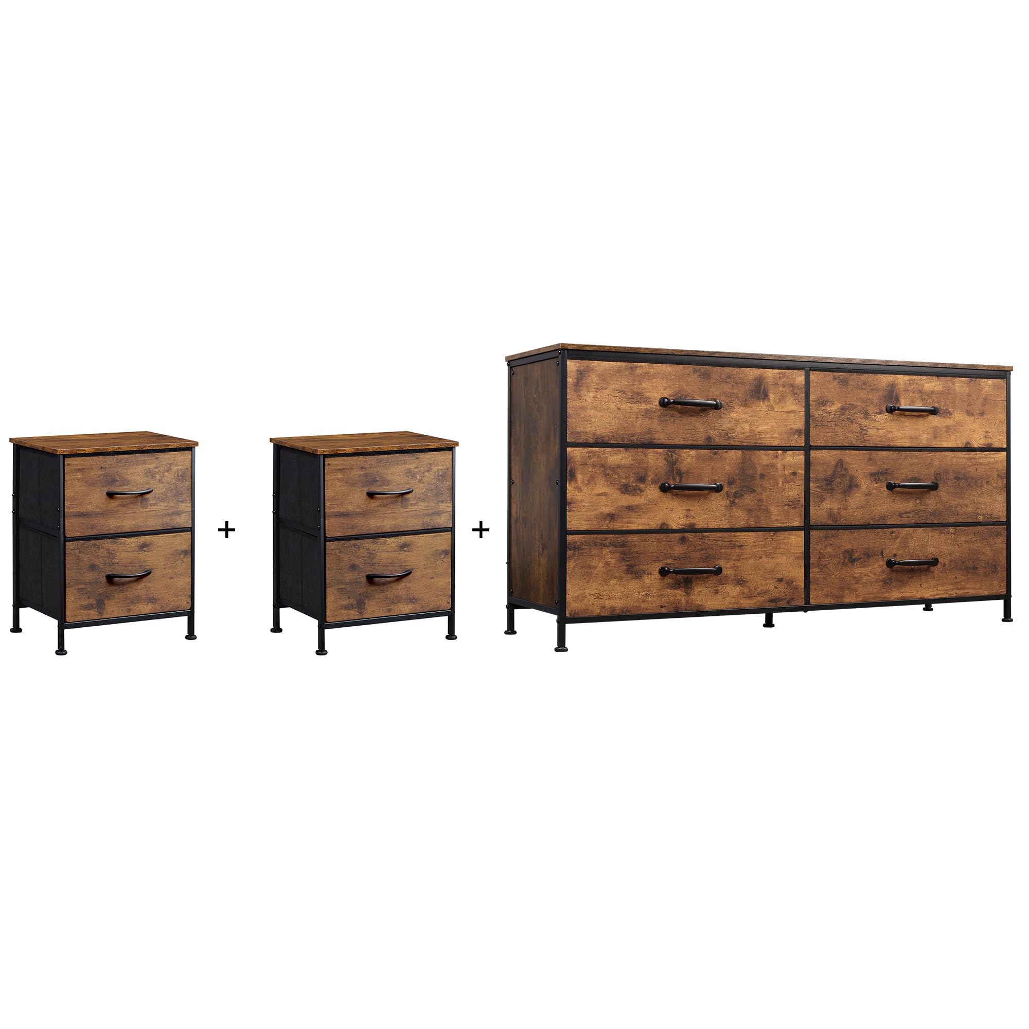 Wide Fabric Dresser and Nightstand Sets, Chest of Drawers