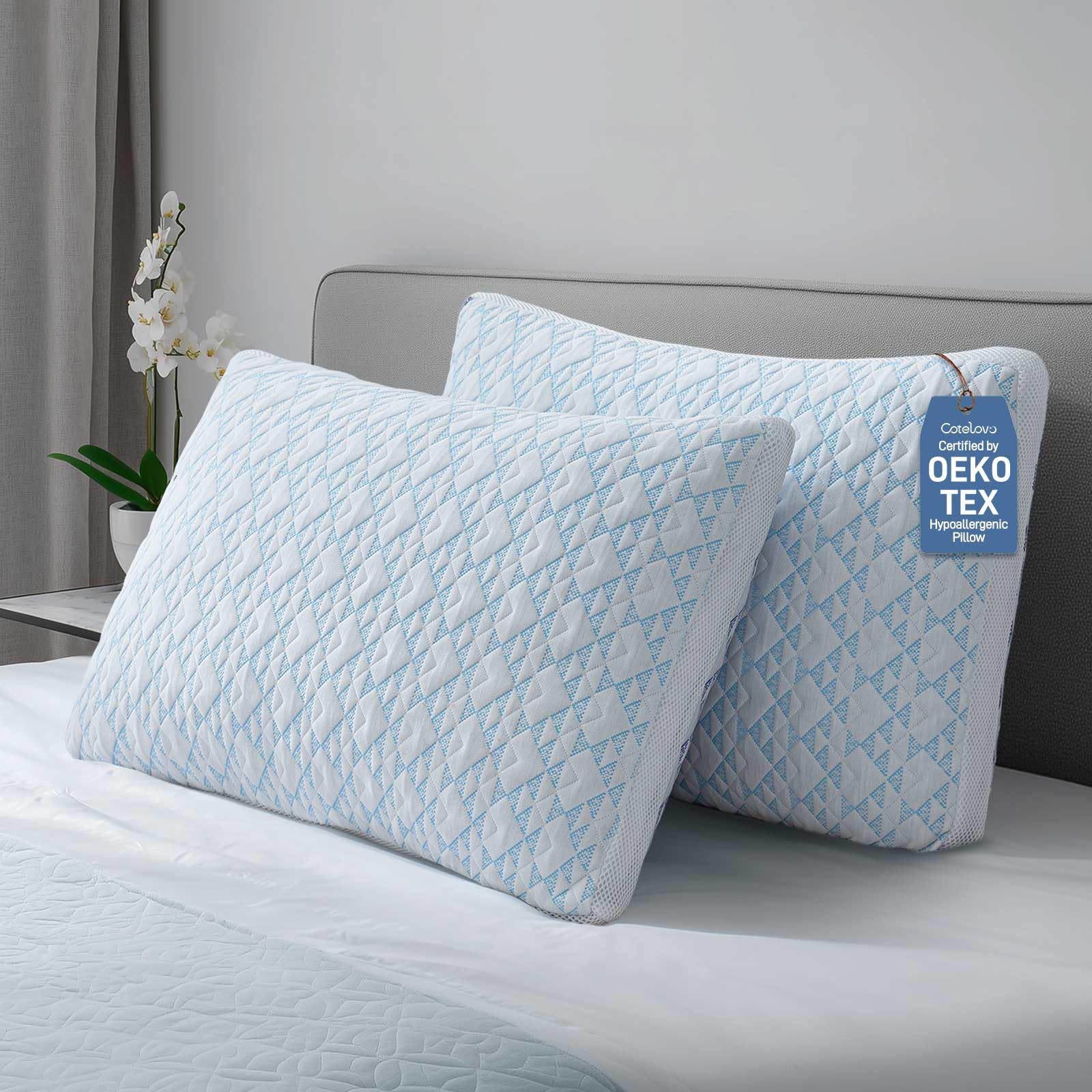 Shredded Memory Foam Cooling Soft Bamboo Viscose Pillows King Set of 2