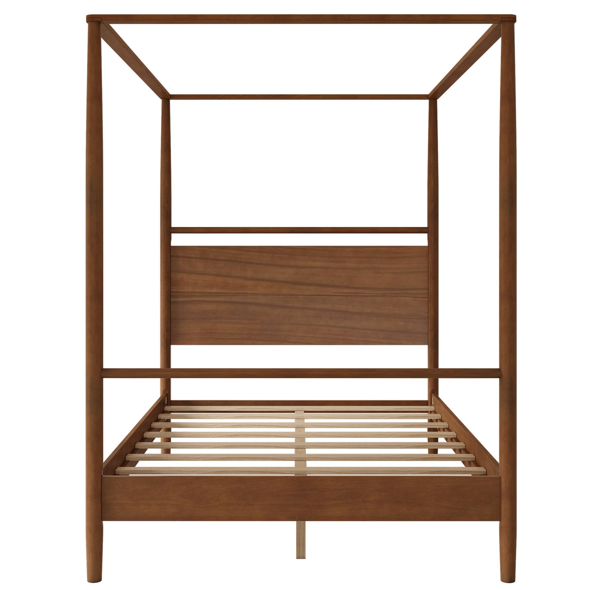 Wood Canopy Bed Frame Full Size, Four Posters Bed/Squeak Resistant/No Box Spring