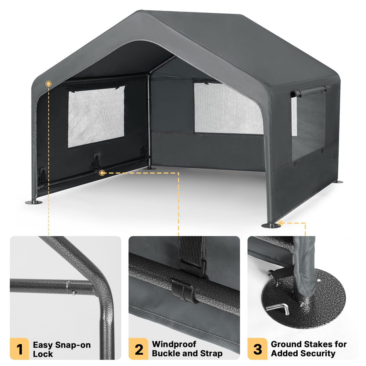 XL Weatherproof Dog Tent House with Elevated Bed – Indoor & Outdoor, Gray