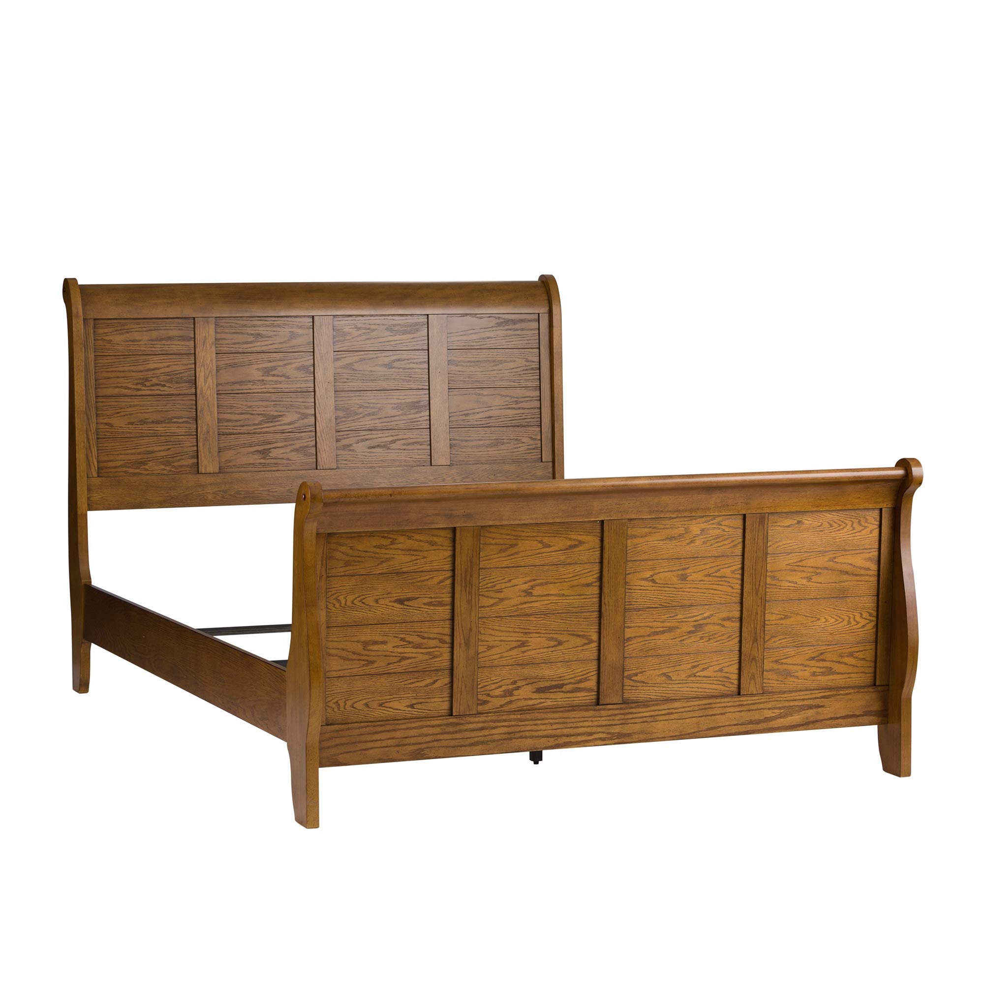 Liberty Furniture Industries Grandpa's Cabin Queen Sleigh Bed, Medium Brown Aged Oak