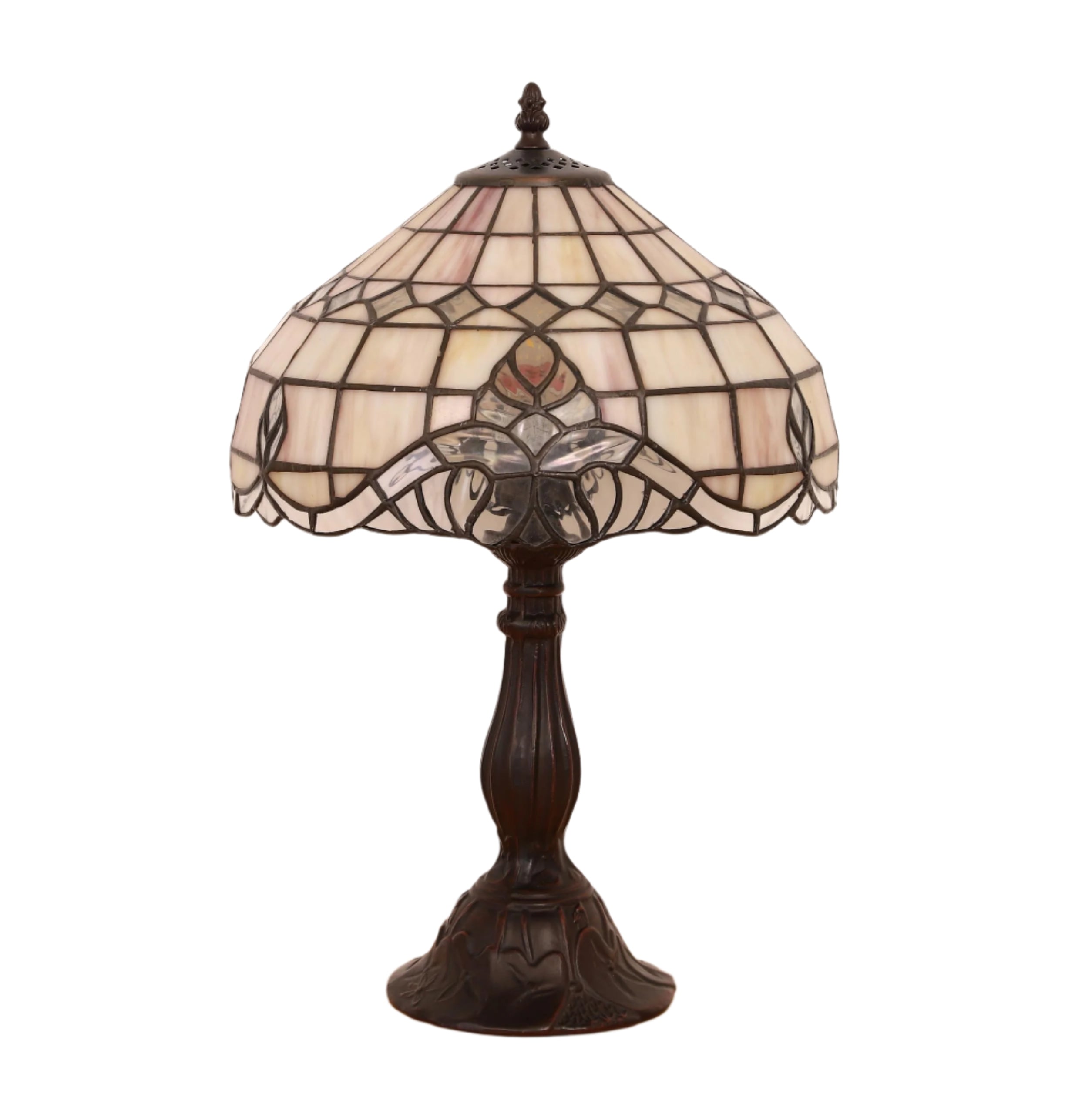 Tiffany Vintage Table Lamp,Pink Baroque Stained Glass Vintage Lamps,Bedside