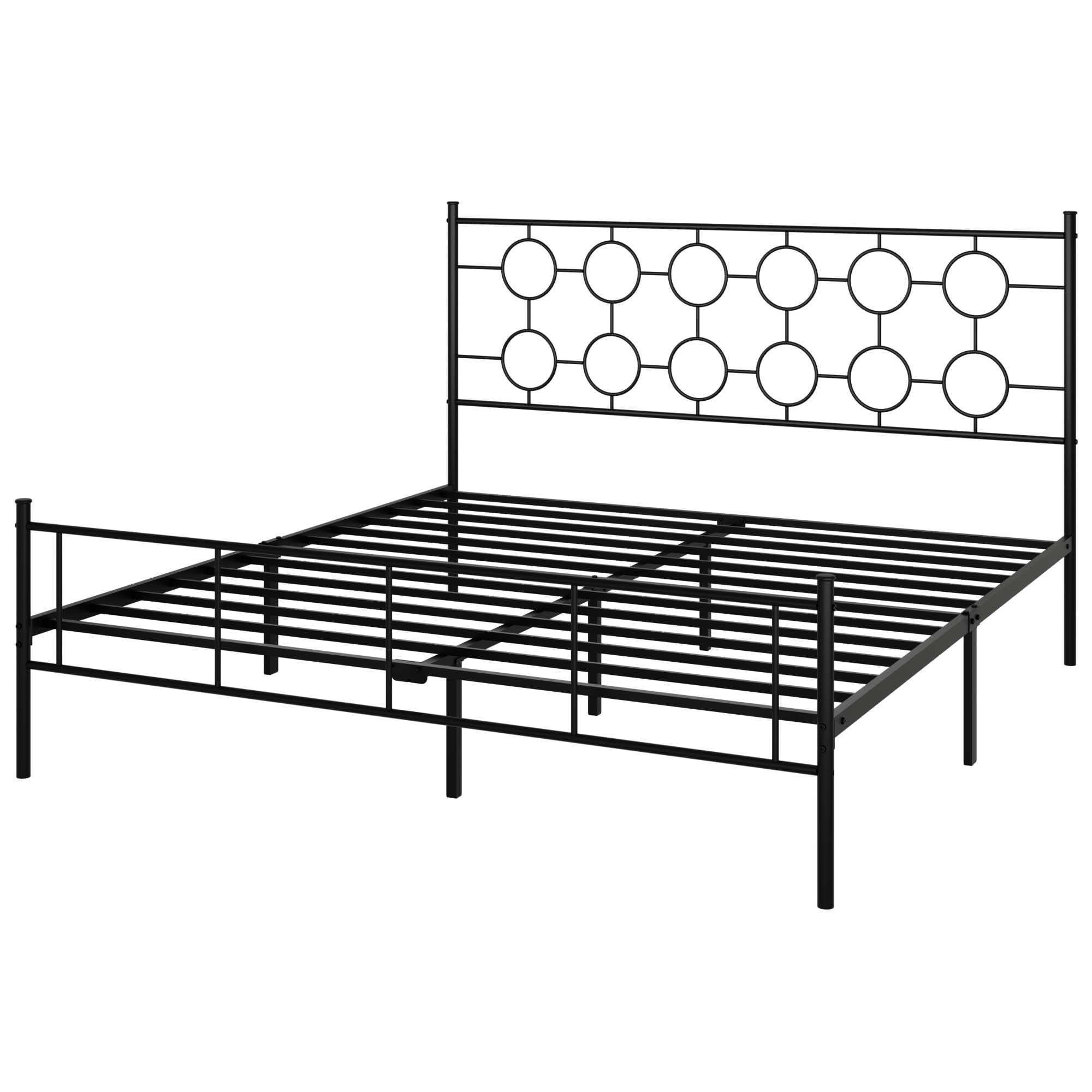 Classic Metal Platform Bed Frame with Headboard and Footboard
