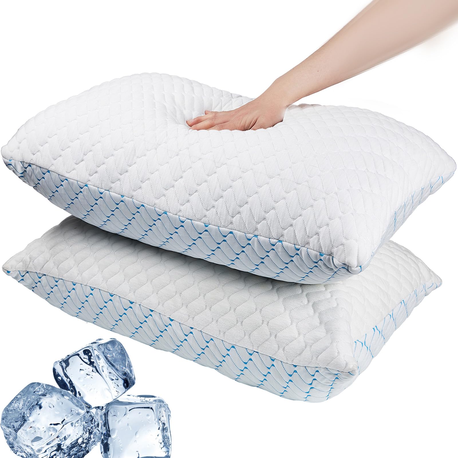 Memory Foam Pillows King Size Set of 2,Adjustable Cooling Firm Pillow