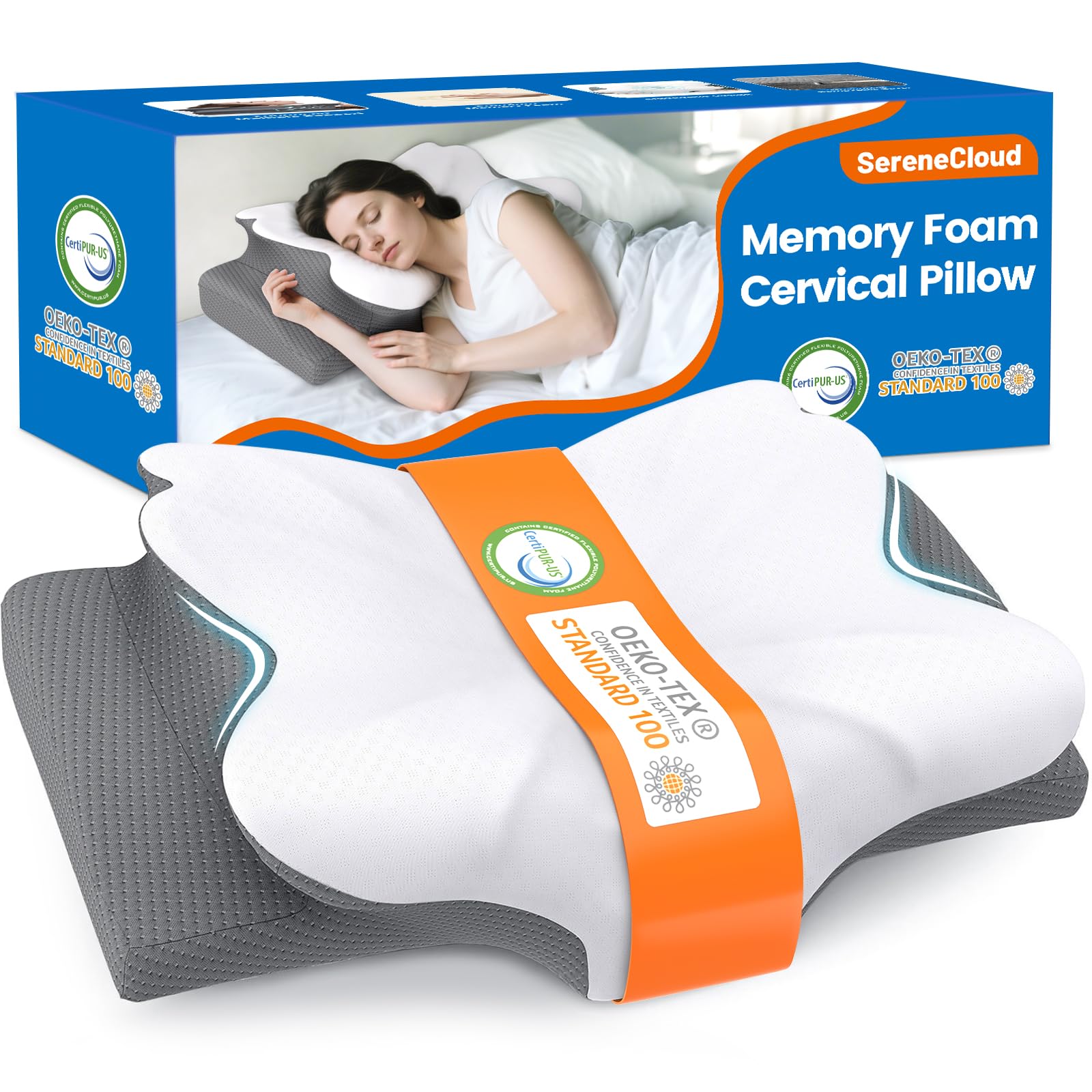 Cervical Pillow for Neck and Shoulder Support, Contour Memory Foam Pillow