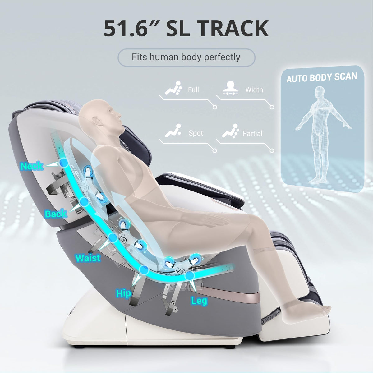 Full Body Massage Chair with 4D+2D Dual Mechanism & SL Track