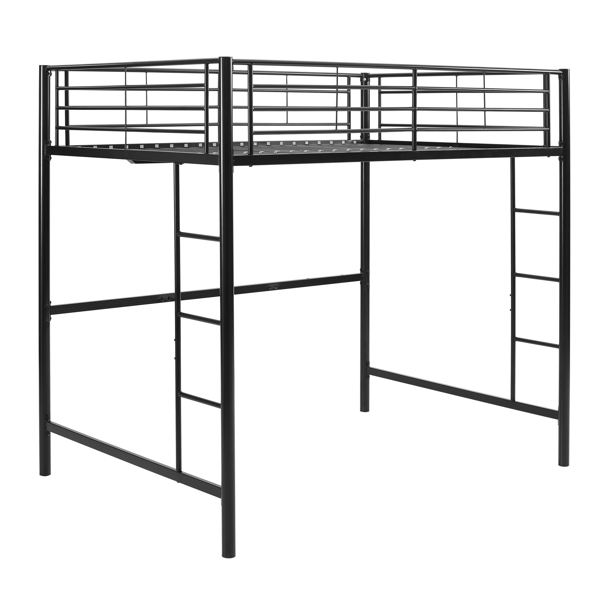 Timothee Urban Industrial Metal Double over Loft Bunk Bed, Full Loft, Black