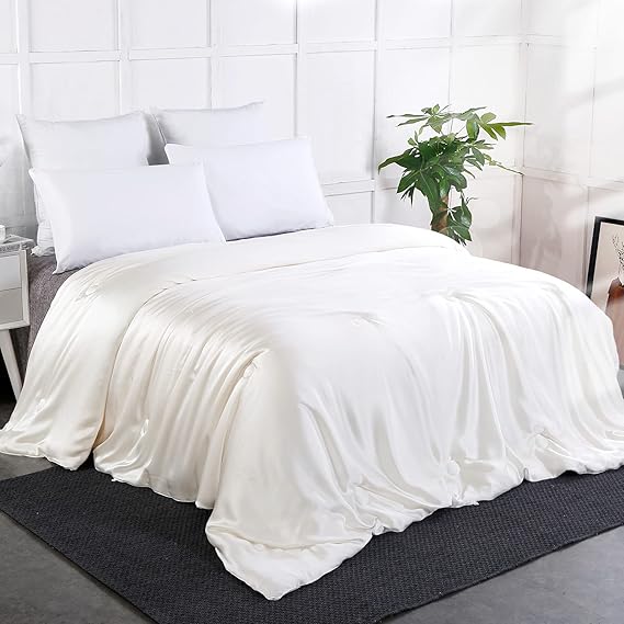 All Season 100% Silk Comforter with Silk Shell Duvet Blanket, King(104x92 Inch