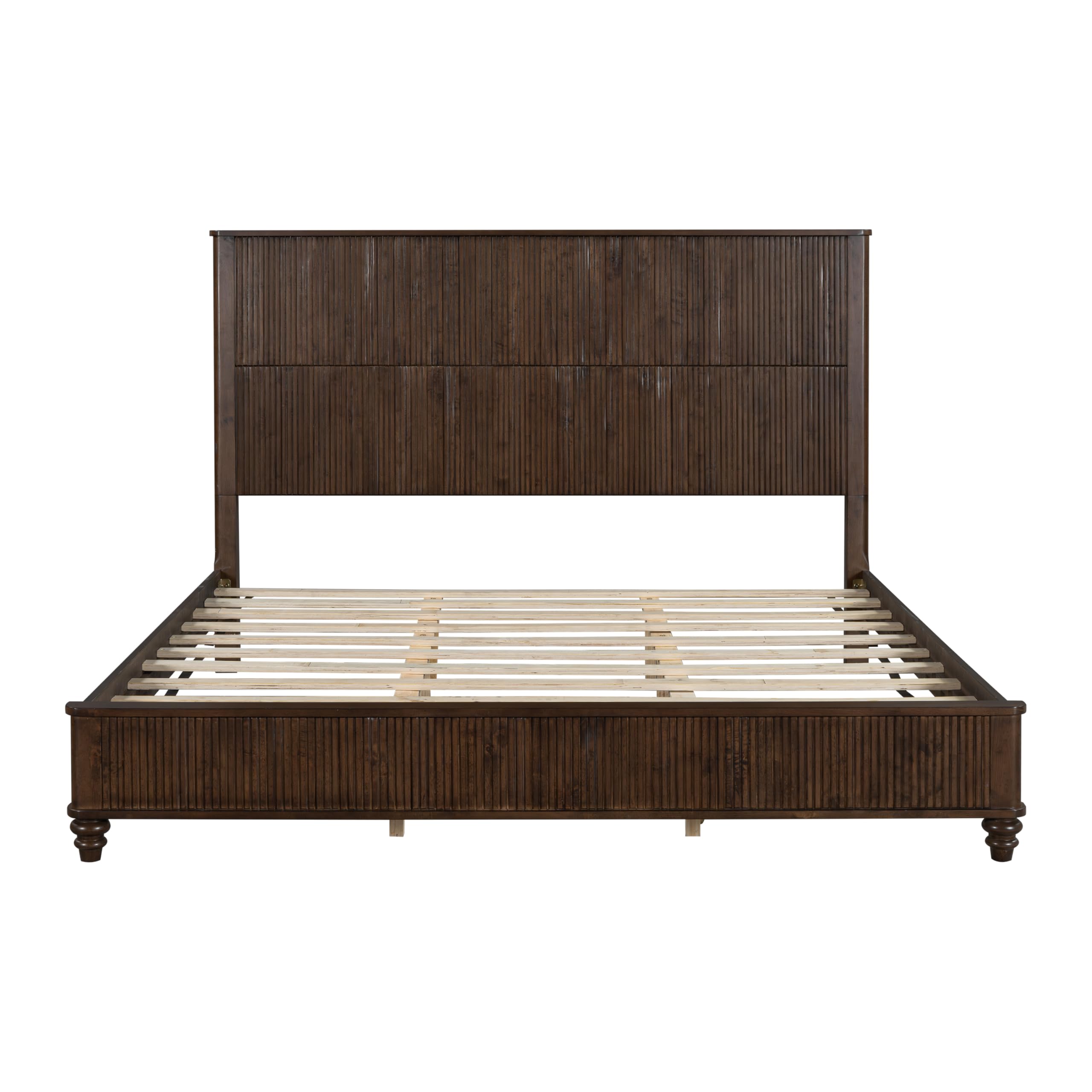King Size Solid Wood Platform Bed Frame, Solid Wood Bed with 79.13" Headboard