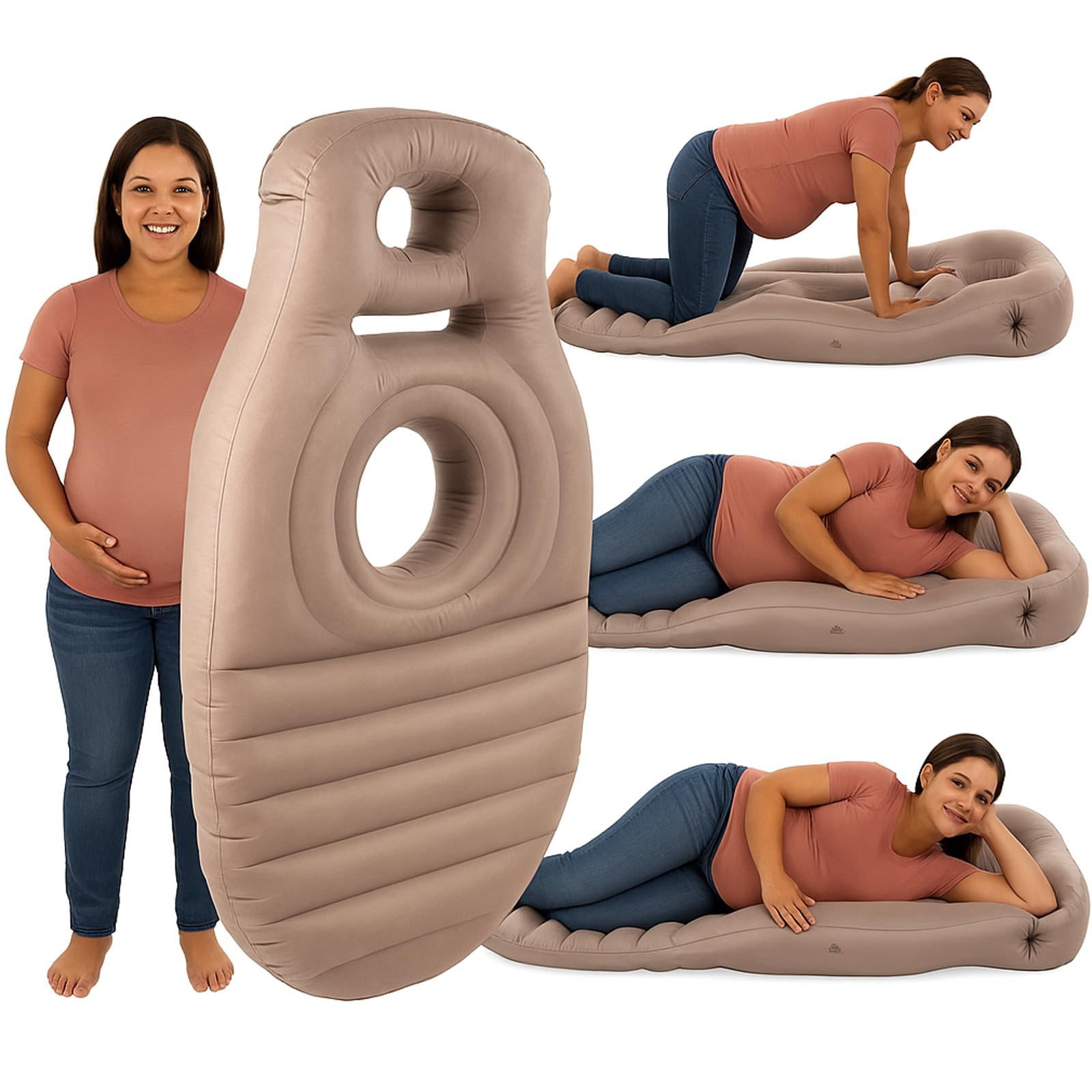 Inflatable Pregnancy Pillow with Belly & Head Hole – Full Body Maternity