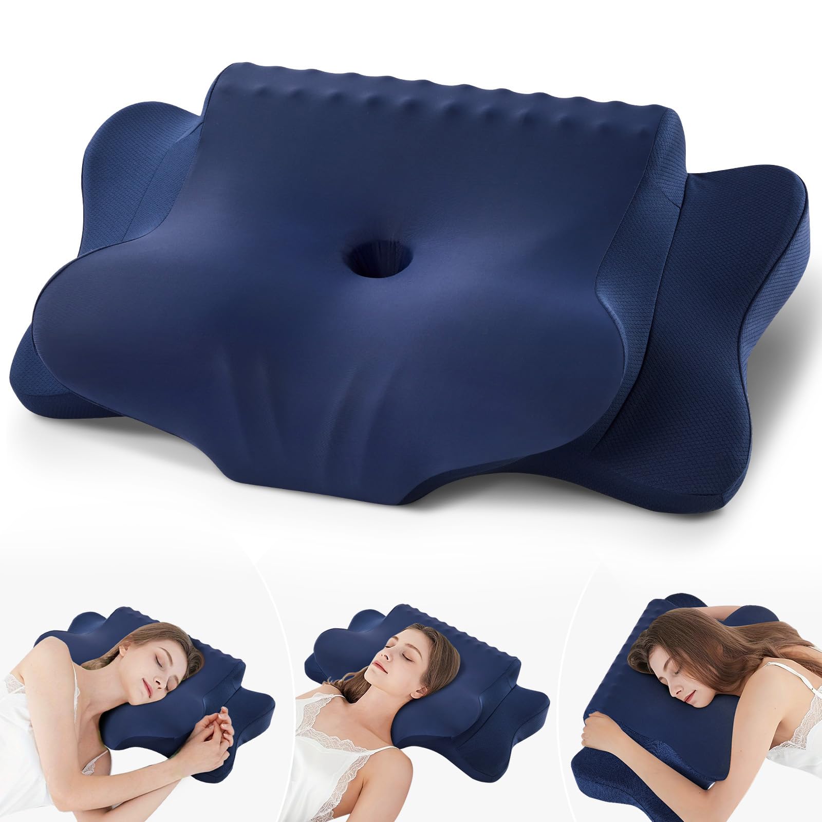 Pillow for Neck Pain Relief - Cooling Ergonomic Dual-Sided Orthopedic Neck Pillow