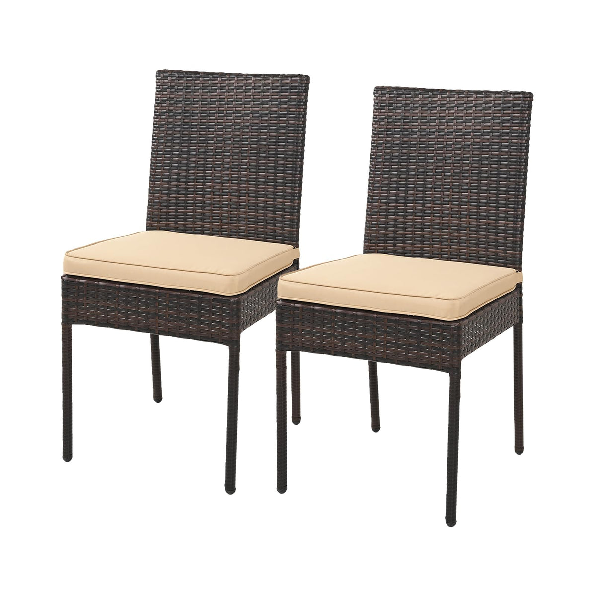 Wicker Patio Dining Chairs Set of 4 with Cushions