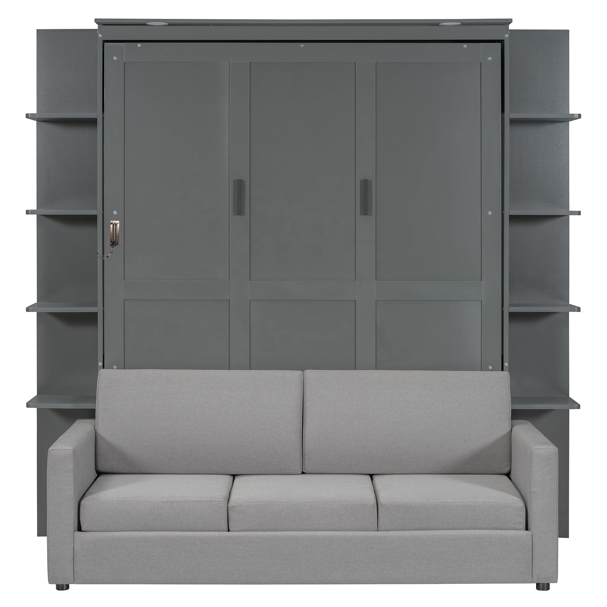 Murphy Bed with Sofa, Wall Bed with Wood Slat Support