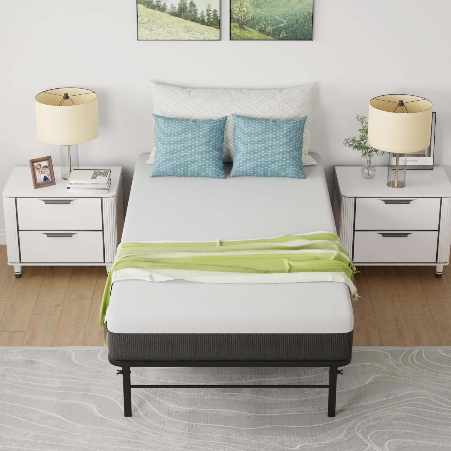 Metal Bed Frame Foldable Metal Platform Mattress Foundation