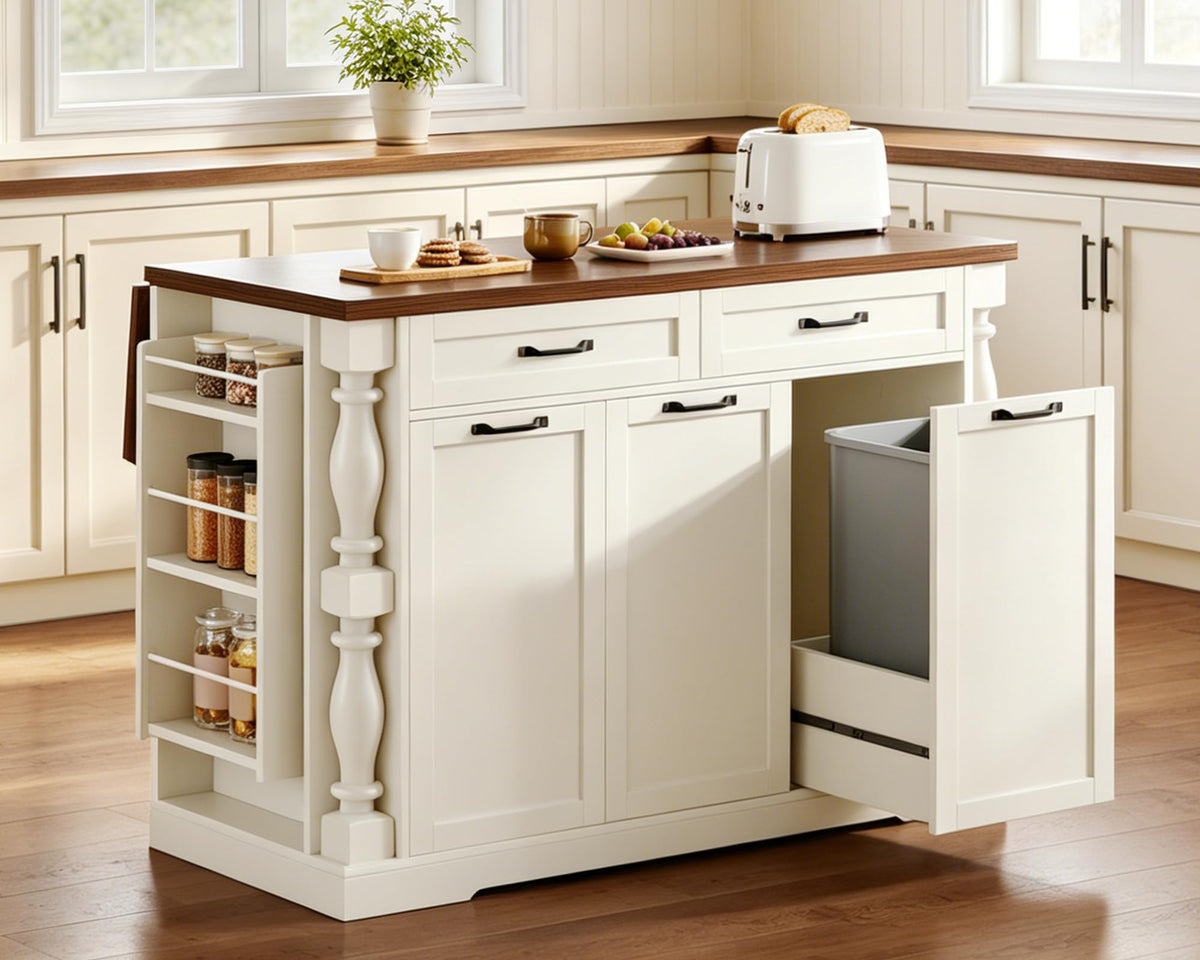 Kitchen Island with Drop Leaf & Storage