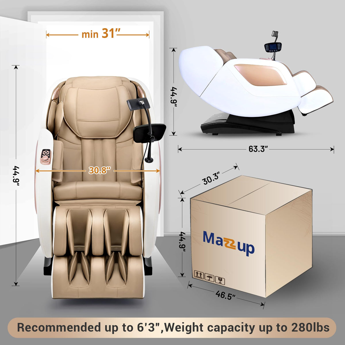 Full-Body Zero Gravity Shiatsu Massage Chair with Heat