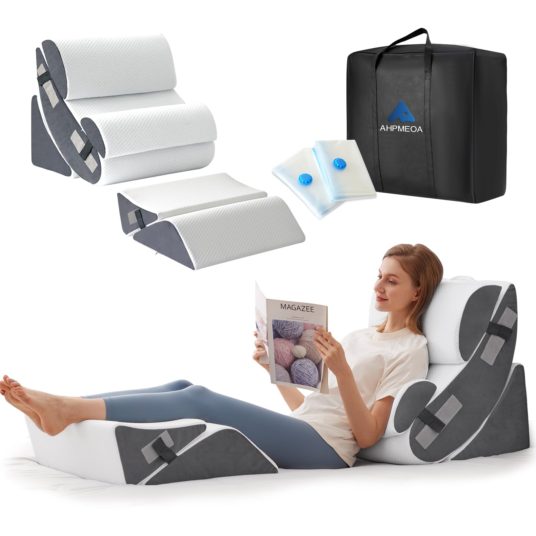 6PCS Wedge Pillow Set for After Surgery, Orthopedic Bed Wedge Pillow for Headboard