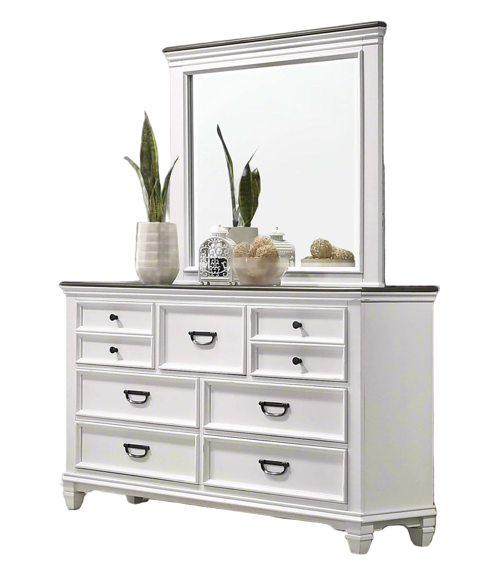 Clelane Wood Bedroom Set with Shiplap Panel King Bed, Dresser, Mirror, and Nightstand